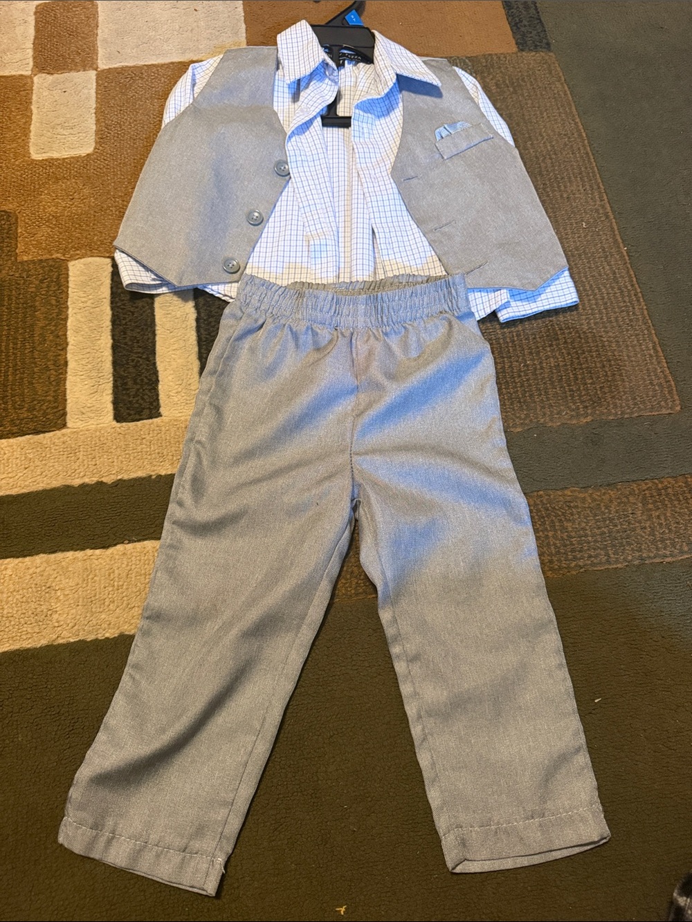 Andrew Fezza Boys Light Gray Dress Set with Vest